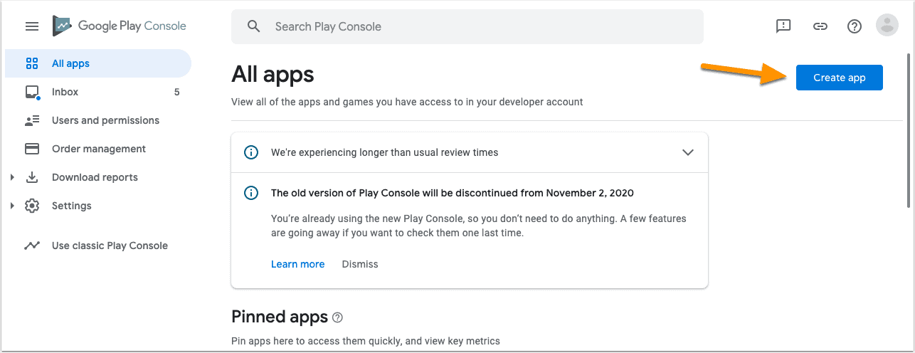How to publish app to Google Play Store - Create App